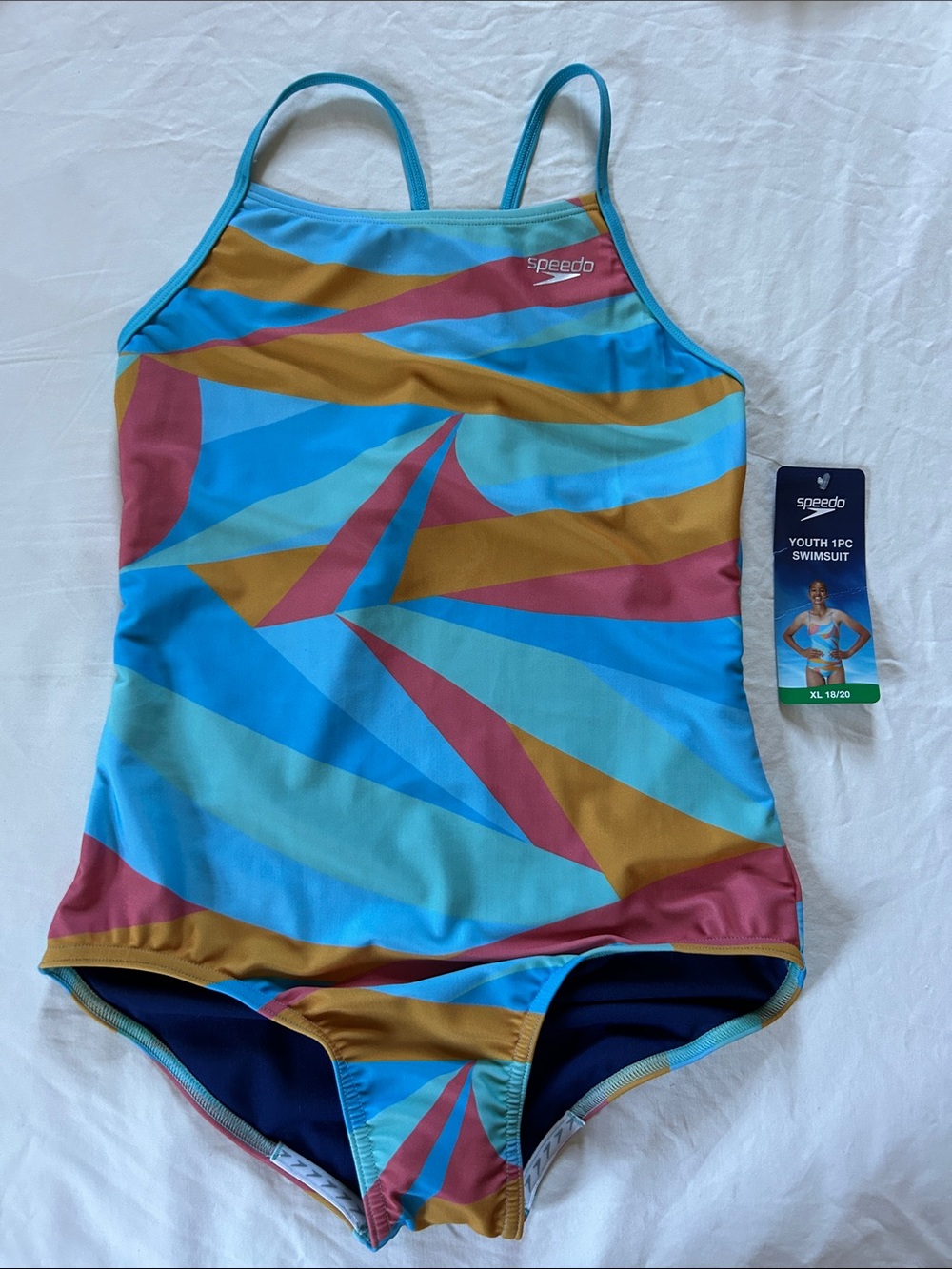 NWT Speedo Girls' One-Piece Swimsuit - Turquoise, Mustard, Rose